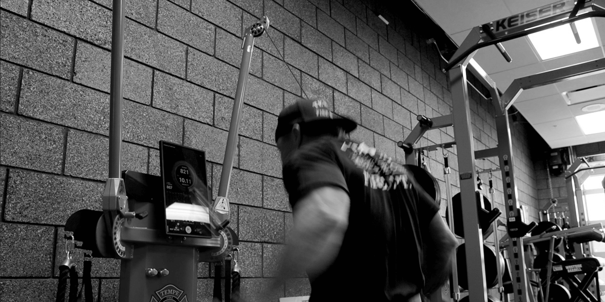 Firefighter training on Keiser's FIRE Program and A400 Functional Trainer