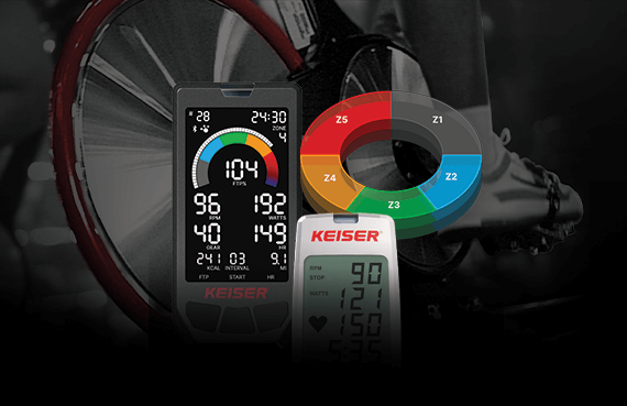 Cardio Ecosystem Hero Image of Keiser Bike Displays and Intensity Zone Donut